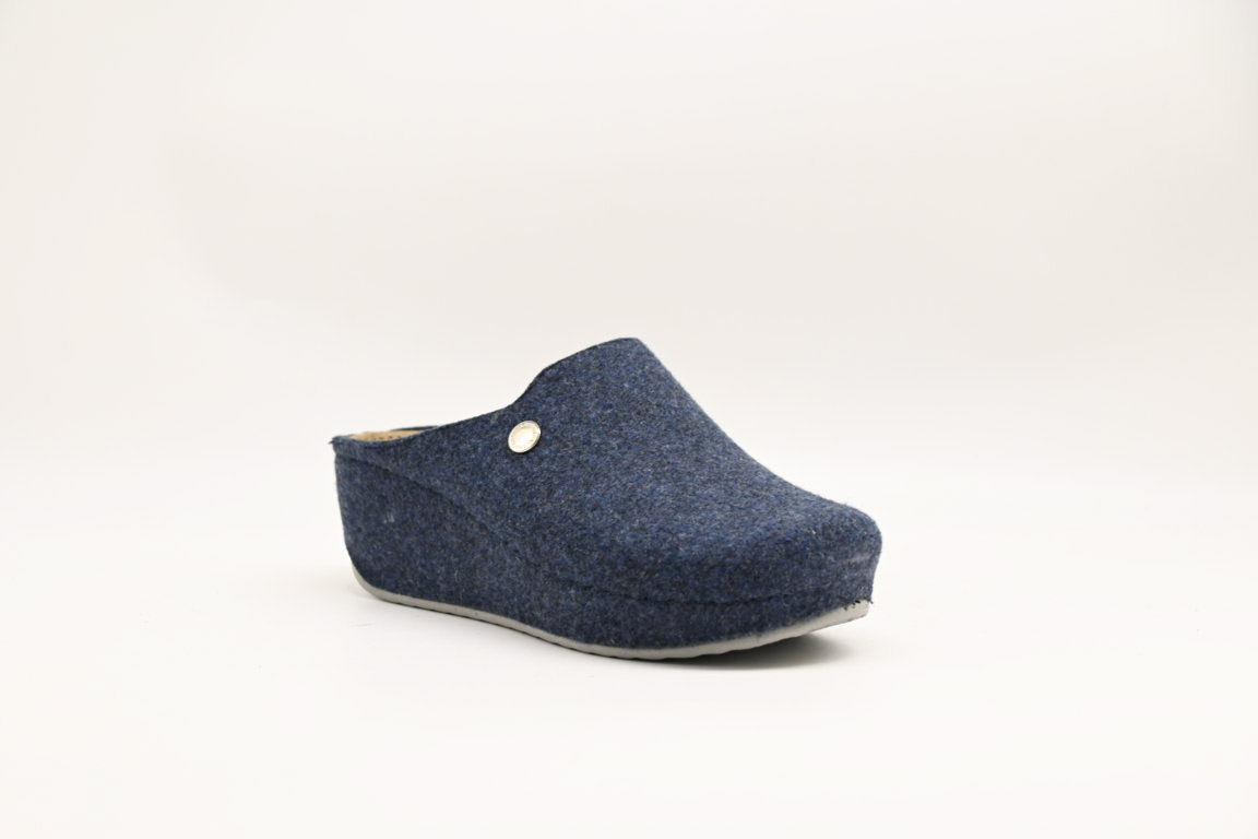 Grunland Ciabatta In Feltro Modello PONE CE0251, Colore Blu, Taglia 39 - Calzature In Lana Naturale